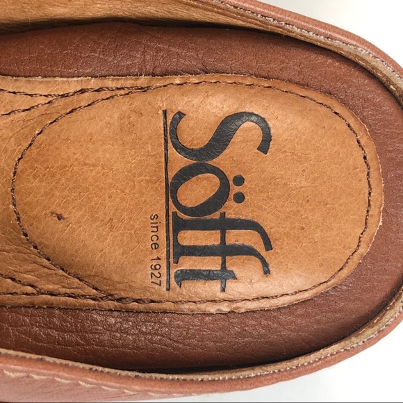 Sofft Brown Leather Clogs Mules with Wedge Heel 7W - Picture 6 of 10